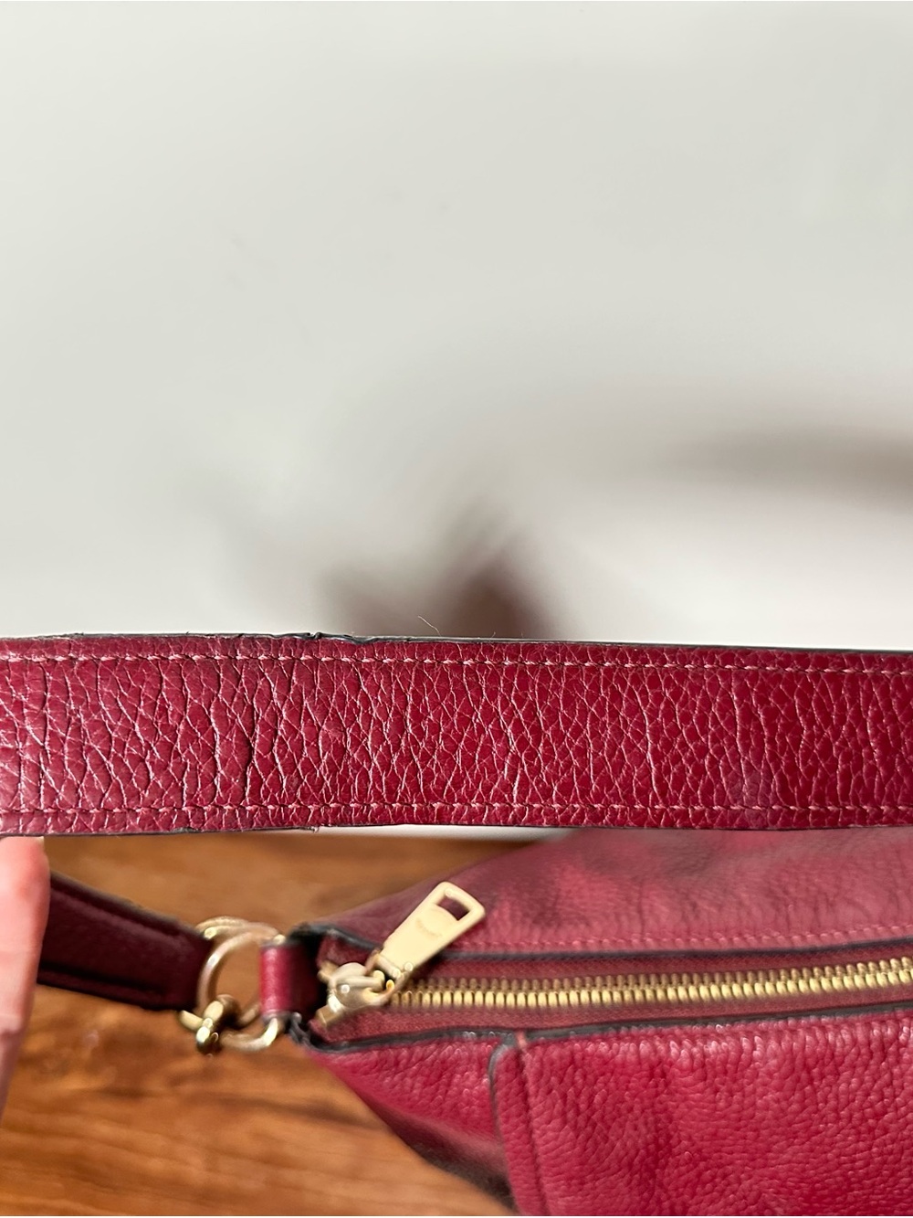 Coach Marlon Hobo Bag Refined Pebble Leather Burgundy Gold F79994 - Picture 8 of 9
